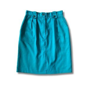 Vintage Teal High Waisted Tailored Pencil Skirt | Sakura Sport Size 8P